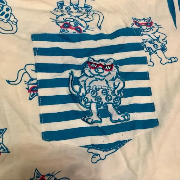 Vintage True Colors Sleepwear AOP All Over Pattern Cat Romper Pajamas size M - Picture 2 of 12